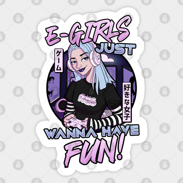 E-Girls Just Wanna Have Fun - Cartoon Gamer Girl Sticker by jessicaamber